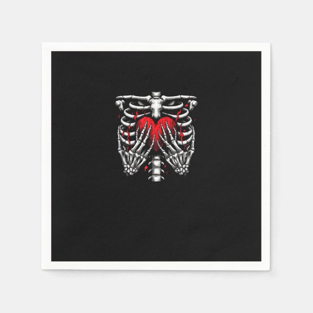 Skeleton Hands halten Herz Halloween Kostümspass Serviette (Vorderseite)