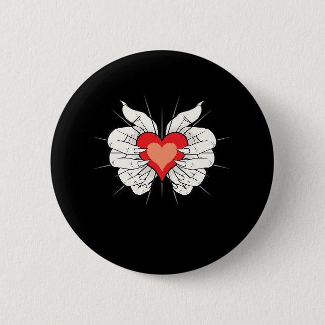 Skeleton Hands Heart Classic Button (Vorderseite)