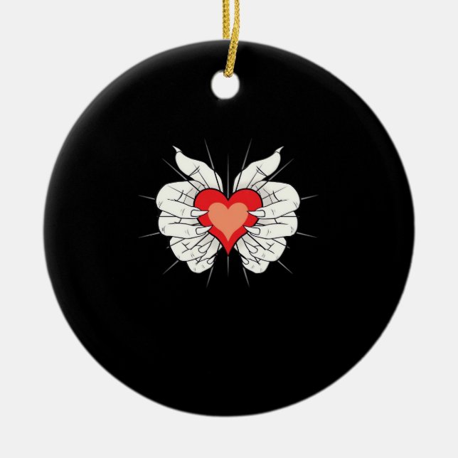 Skeleton Hands Heart Classic Keramik Ornament (Vorne)