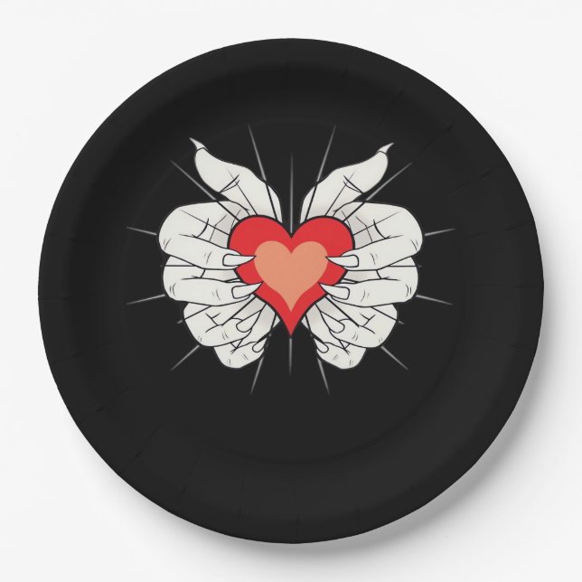 Skeleton Hands Heart Classic Pappteller (Vorderseite)