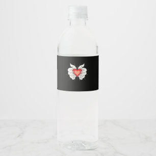 Skeleton Hands Heart Classic Wasserflaschenetikett