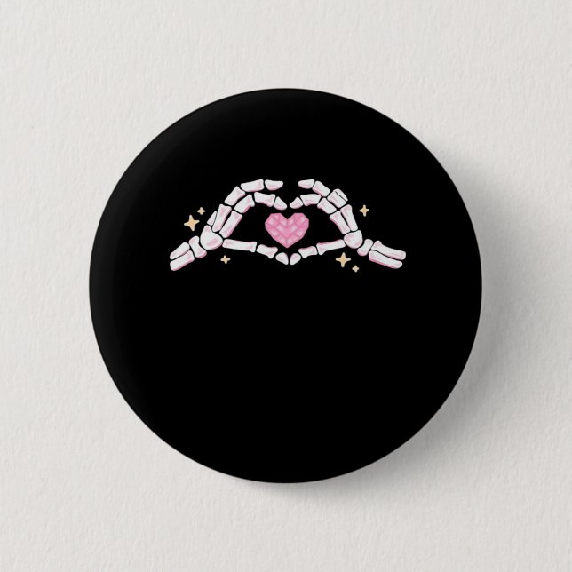 Skeleton Hands Heart Funny Button (Vorderseite)