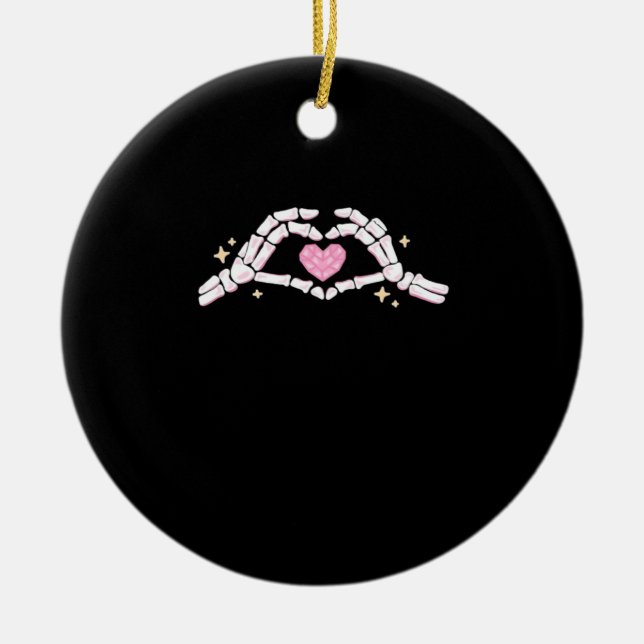 Skeleton Hands Heart Funny Keramik Ornament (Vorne)