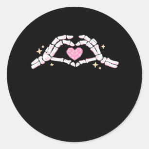 Skeleton Hands Heart Funny Runder Aufkleber