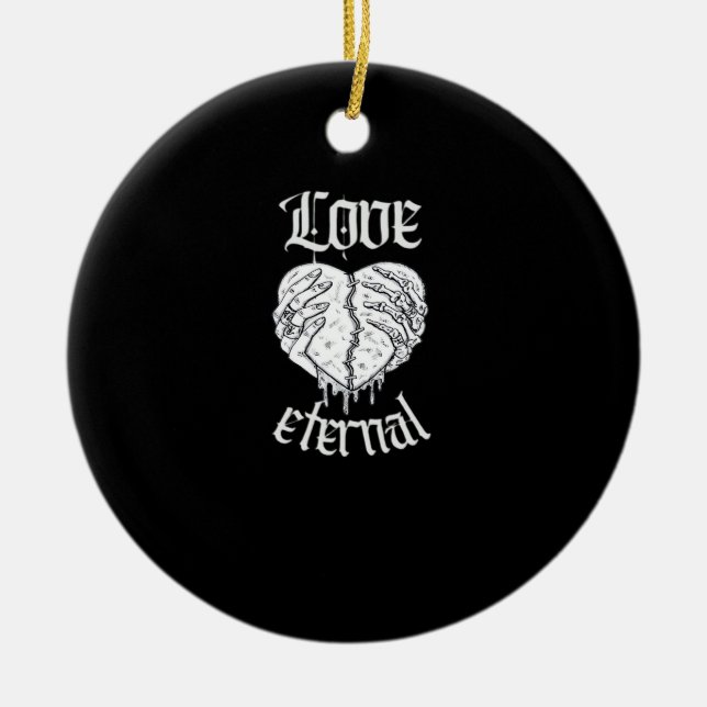 Skeleton Hands Heart Gothic Classic Keramik Ornament (Vorne)