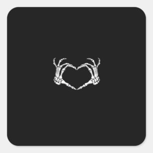 Skeleton Hands Heart Graphic Quadratischer Aufkleber