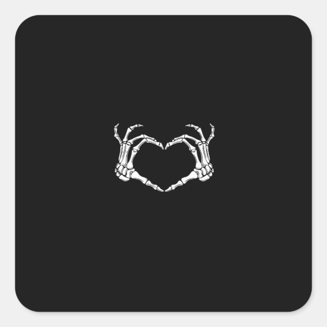 Skeleton Hands Heart Graphic Quadratischer Aufkleber (Vorderseite)