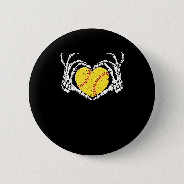 Skeleton Hands Heart Halloween Costume Softball Wo Button (Vorderseite)