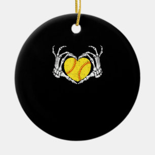 Skeleton Hands Heart Halloween Costume Softball Wo Keramik Ornament