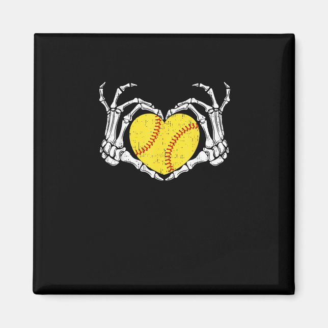 Skeleton Hands Heart Halloween Costume Softball Wo Magnet (Vorne)