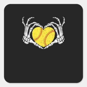 Skeleton Hands Heart Halloween Costume Softball Wo Quadratischer Aufkleber