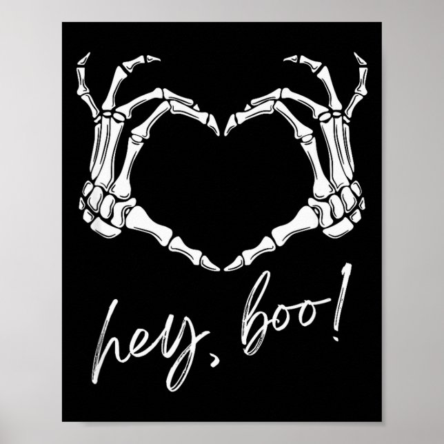 Skeleton Hands Heart Hey Boo Funny Halloween Men W Poster (Vorne)