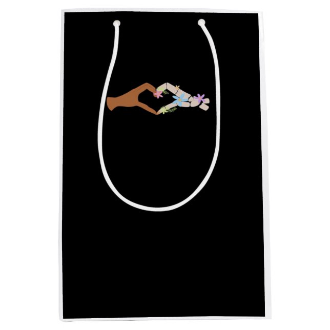 Skeleton Hands Heart Show Basic Mittlere Geschenktüte (Vorderseite)