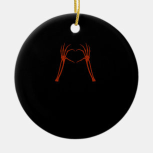 Skeleton Hands Heart Sign Costume Funny Halloween Keramik Ornament