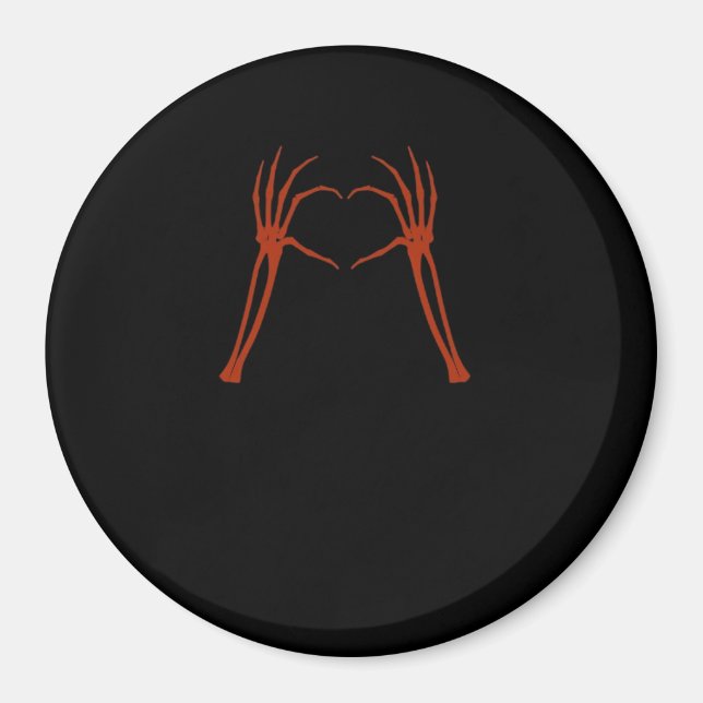 Skeleton Hands Heart Sign Costume Funny Halloween Magnet (Vorne)