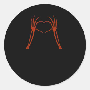 Skeleton Hands Heart Sign Costume Funny Halloween Runder Aufkleber