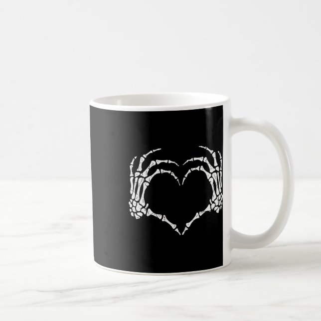 Skeleton Hands Heart Sign Halloween Kostüme Männer Kaffeetasse (Rechts)