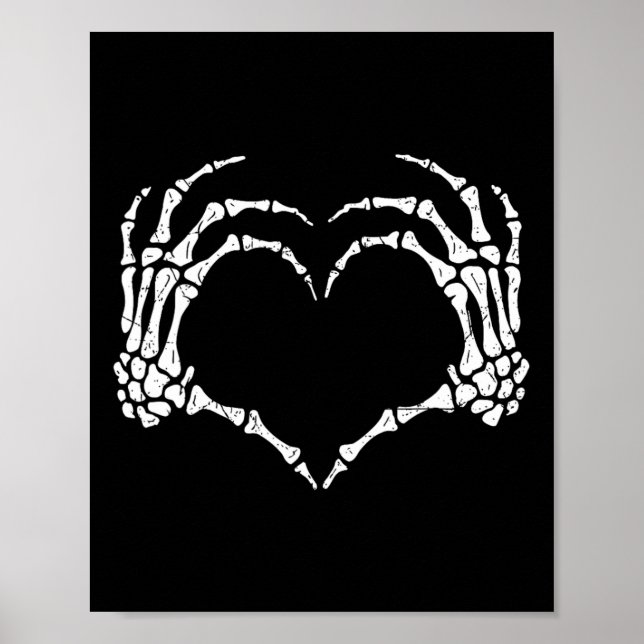 Skeleton Hands Heart Sign Halloween Kostüme Männer Poster (Vorne)
