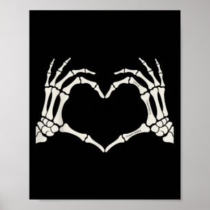 Skeleton Hands Heart Sign Halloween Poster
