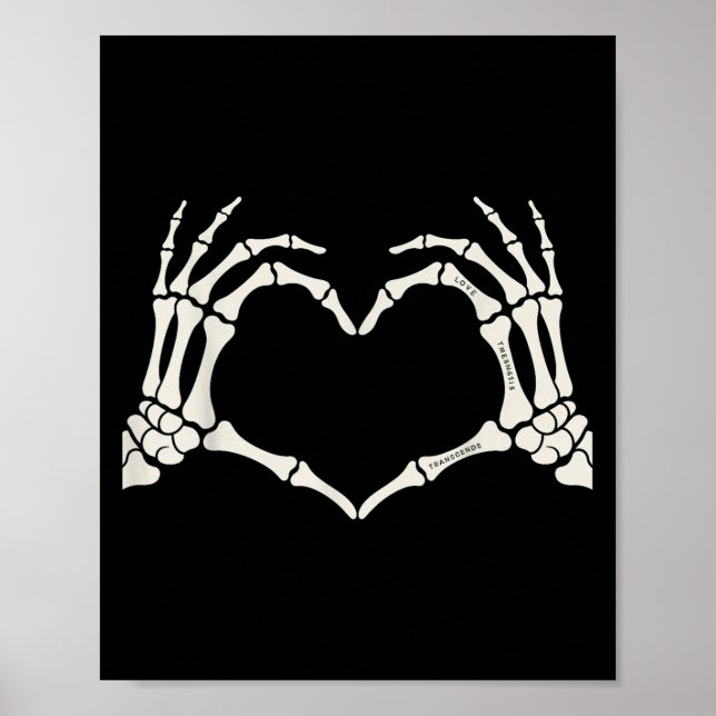Skeleton Hands Heart Sign Halloween Poster (Vorne)
