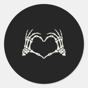 Skeleton Hands Heart Sign Halloween Runder Aufkleber