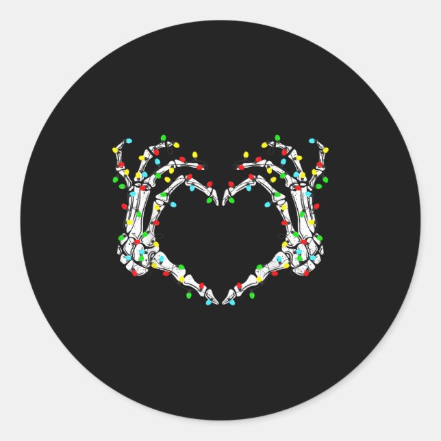 Skeleton Hands Heart Sign Light Christmas Costume  Runder Aufkleber (Vorderseite)