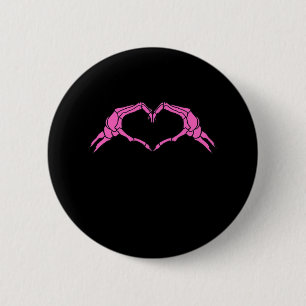 Skeleton Hands Heart Sign Retro Halloween Button