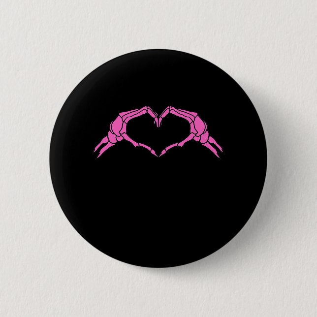 Skeleton Hands Heart Sign Retro Halloween Button (Vorderseite)