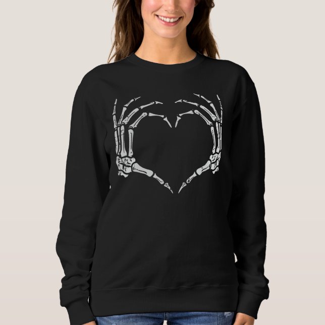 Skeleton Hands Heart Sign Retro Halloween Costume  Sweatshirt (Vorderseite)