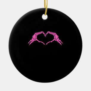 Skeleton Hands Heart Sign Retro Halloween Keramik Ornament