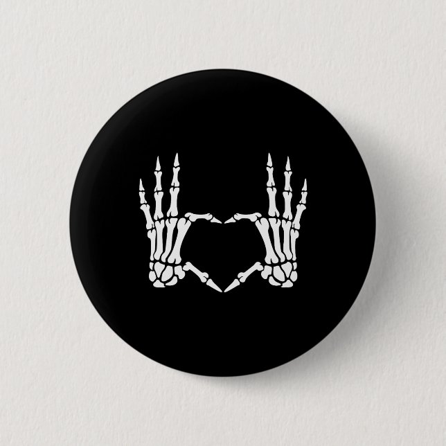 Skeleton Hands Heart Sign Retro Halloween Kostüm Button (Vorderseite)