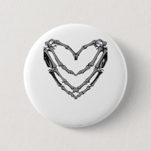 Skeleton Hands Heart Sign Retro Halloween Kostüm Button