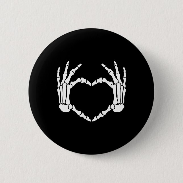 Skeleton Hands Heart Sign Retro Halloween Kostüm Button (Vorderseite)