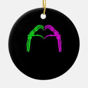 Skeleton Hands Heart Sign Retro Halloween Kostüm Keramik Ornament