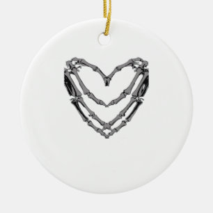 Skeleton Hands Heart Sign Retro Halloween Kostüm Keramik Ornament