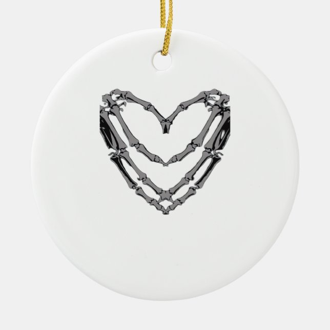 Skeleton Hands Heart Sign Retro Halloween Kostüm Keramik Ornament (Vorne)