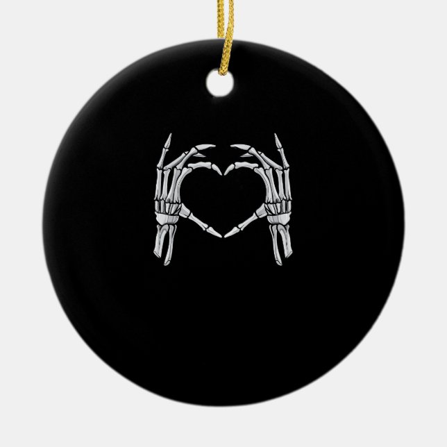 Skeleton Hands Heart Sign Retro Halloween Kostüm Keramik Ornament (Vorne)