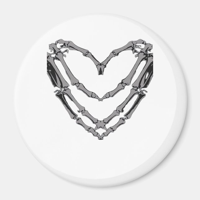 Skeleton Hands Heart Sign Retro Halloween Kostüm Magnet (Vorne)