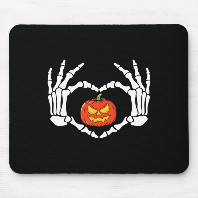 Skeleton Hands Heart Sign Retro Halloween Kostüm Mousepad (Vorne)
