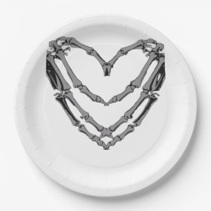 Skeleton Hands Heart Sign Retro Halloween Kostüm Pappteller