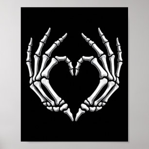 Skeleton Hands Heart Sign Retro Halloween Kostüm Poster