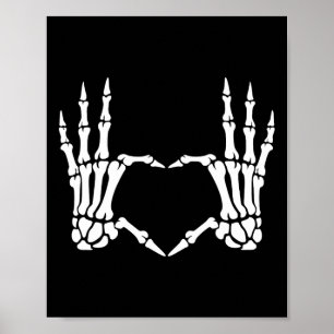 Skeleton Hands Heart Sign Retro Halloween Kostüm Poster