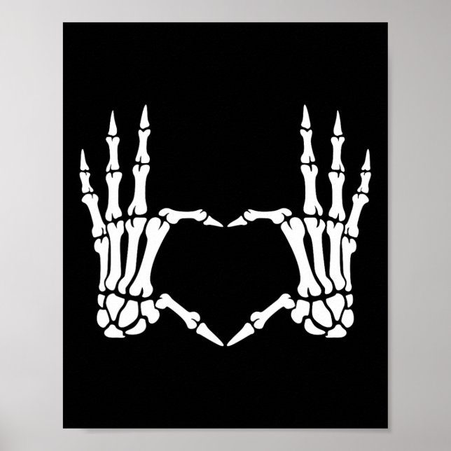 Skeleton Hands Heart Sign Retro Halloween Kostüm Poster (Vorne)