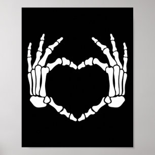 Skeleton Hands Heart Sign Retro Halloween Kostüm Poster