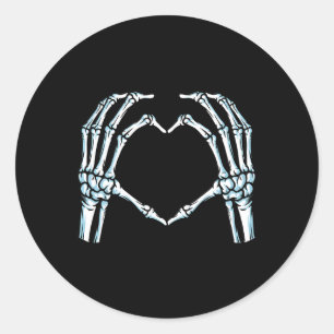Skeleton Hands Heart Sign Retro Halloween Kostüm Runder Aufkleber