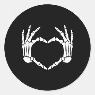 Skeleton Hands Heart Sign Retro Halloween Kostüm Runder Aufkleber