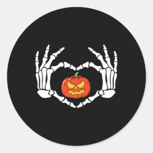Skeleton Hands Heart Sign Retro Halloween Kostüm Runder Aufkleber
