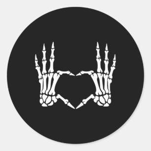 Skeleton Hands Heart Sign Retro Halloween Kostüm Runder Aufkleber