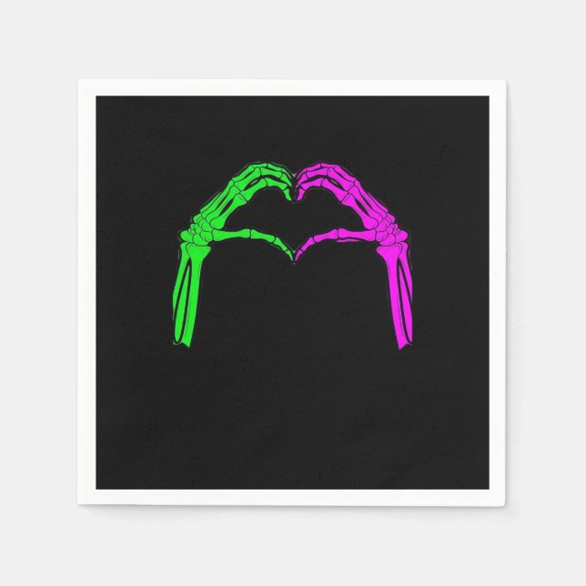 Skeleton Hands Heart Sign Retro Halloween Kostüm Serviette (Vorderseite)