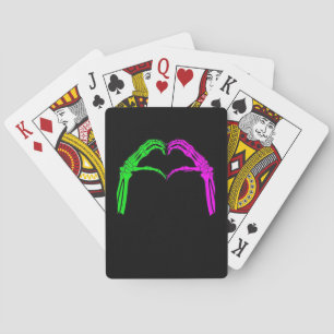 Skeleton Hands Heart Sign Retro Halloween Kostüm Spielkarten